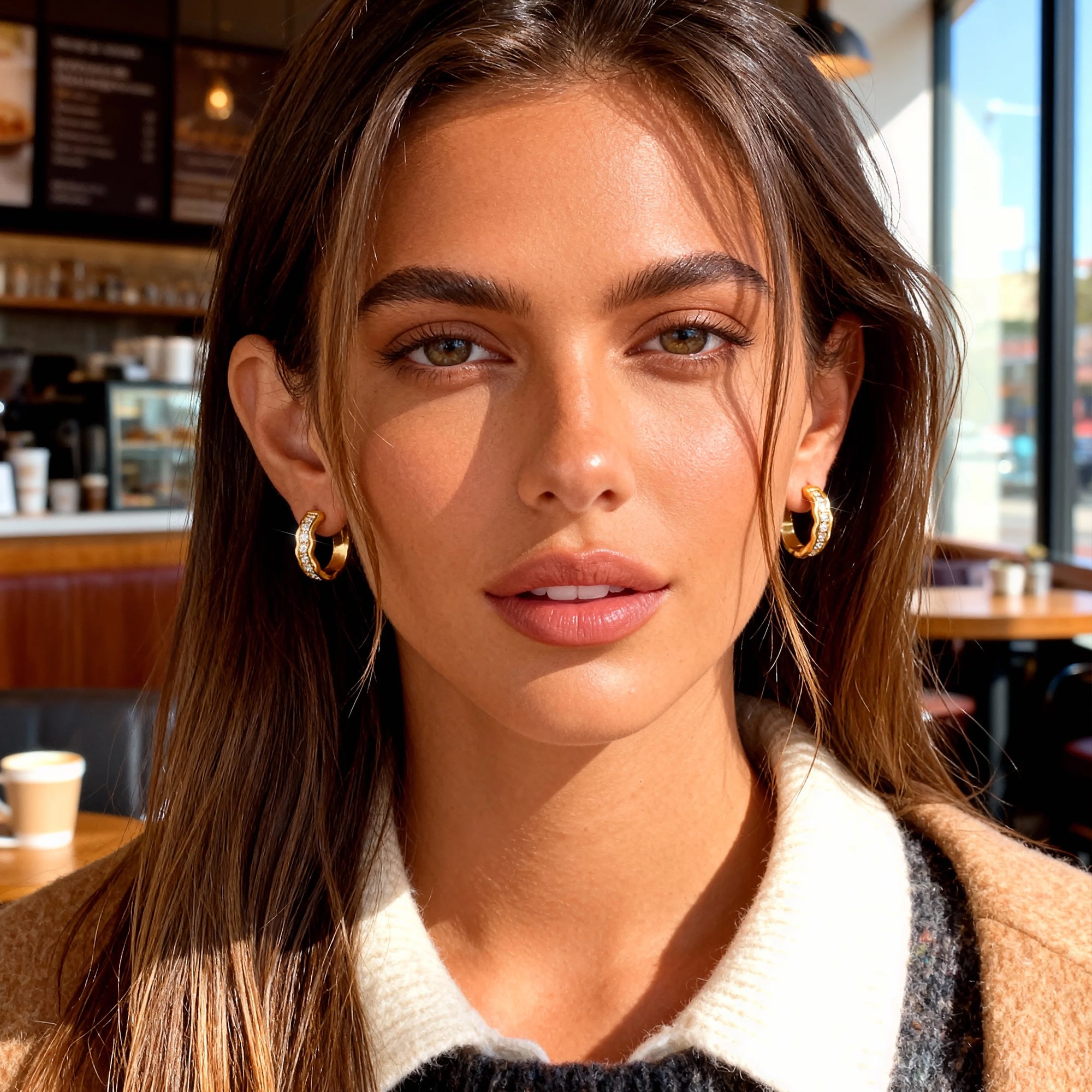 Wave Tennis Huggie Hoop Earrings