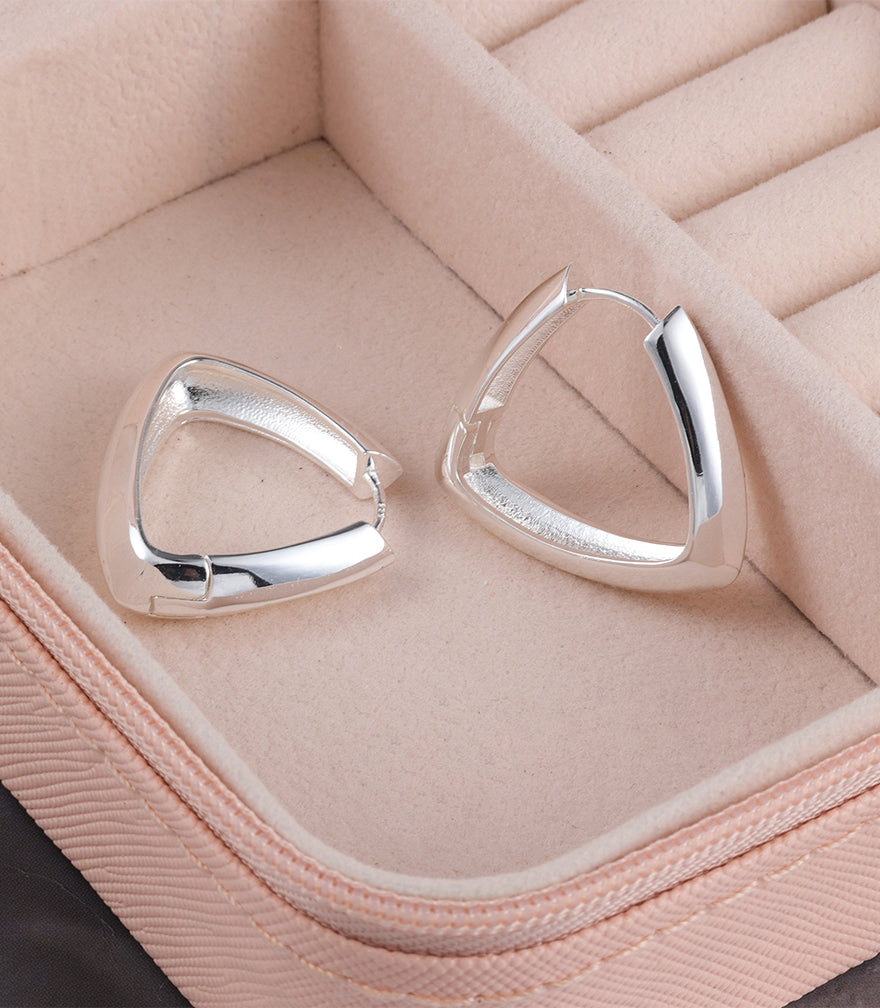 Triangle Geo Huggie Hoop Earrings