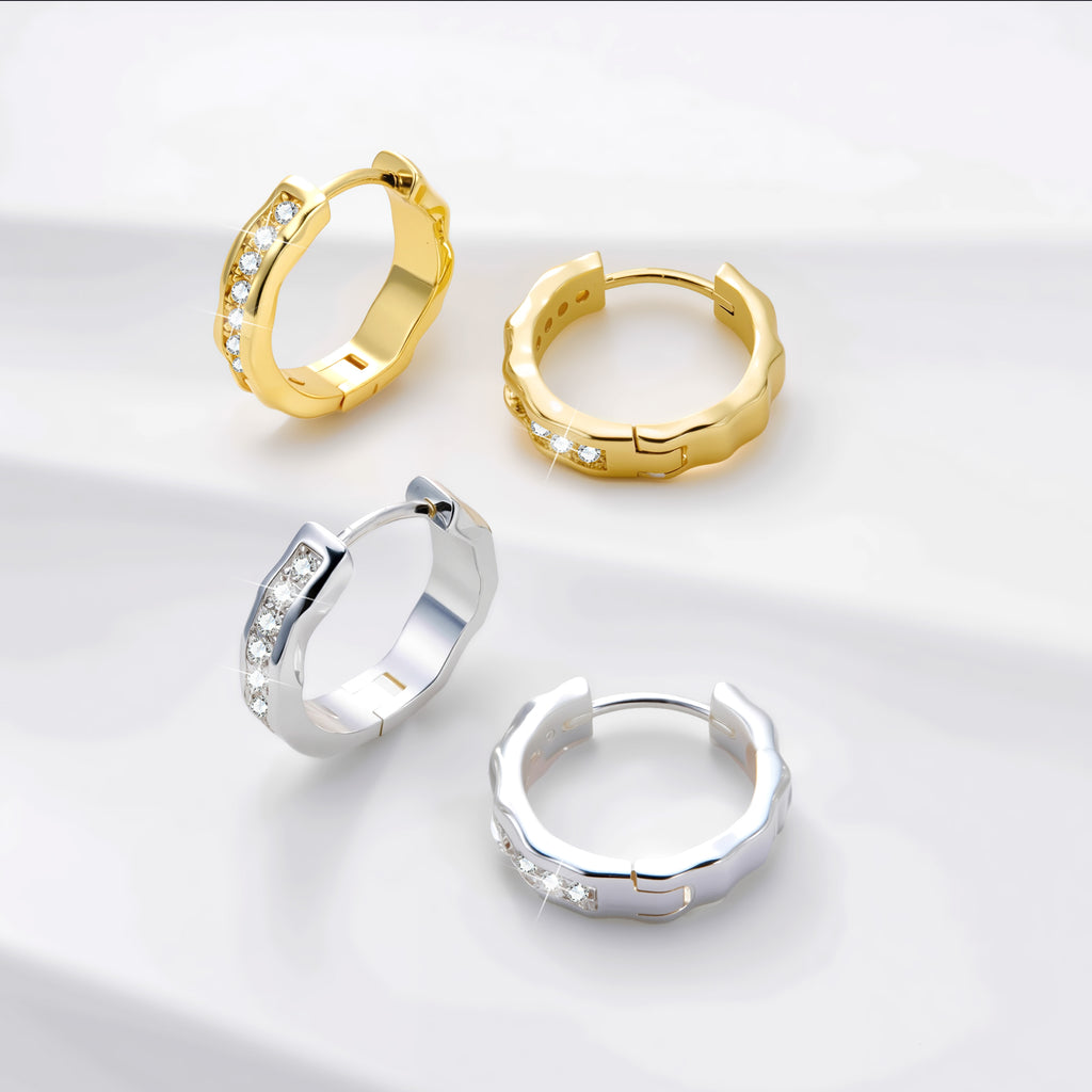 Wave Tennis Huggie Hoop Earrings
