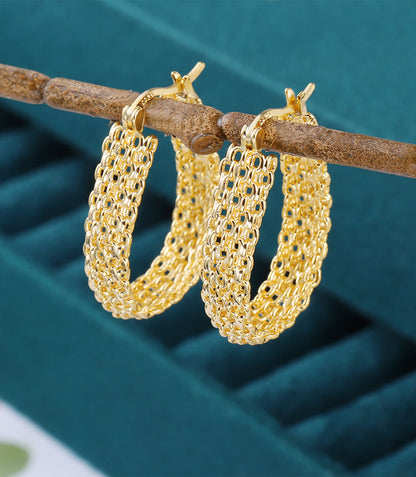 Chain Mesh Woven Hoop Earrings