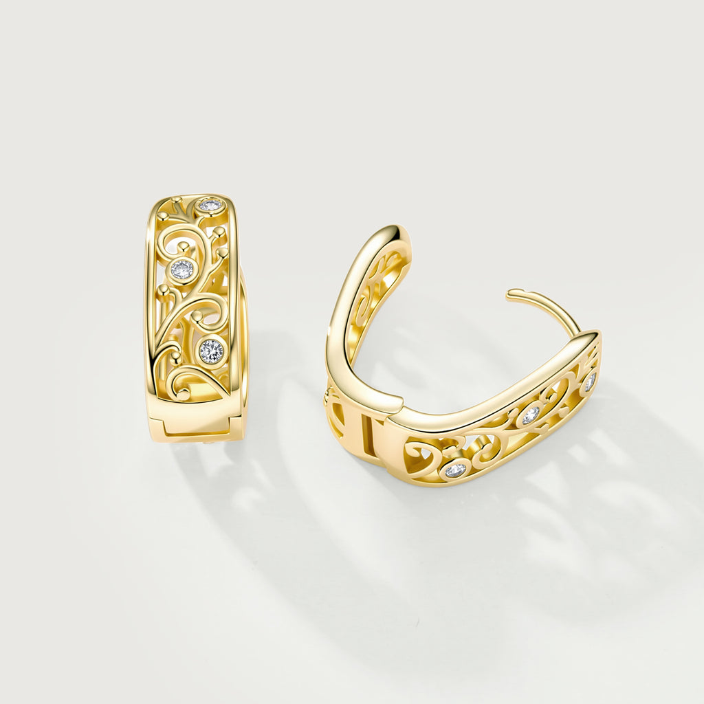 Linework U-Shaped Scroll Huggie Hoop Earrings