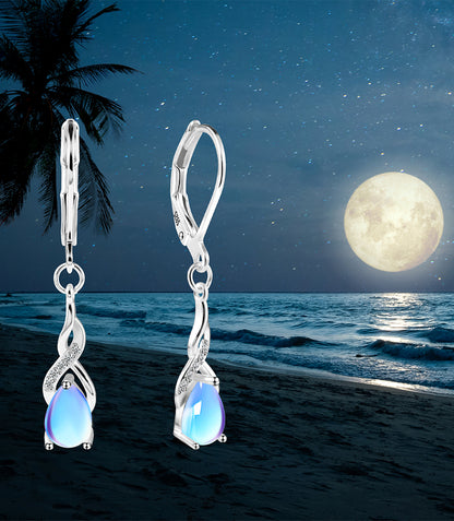 Long Blue Teardrop Drop Earrings