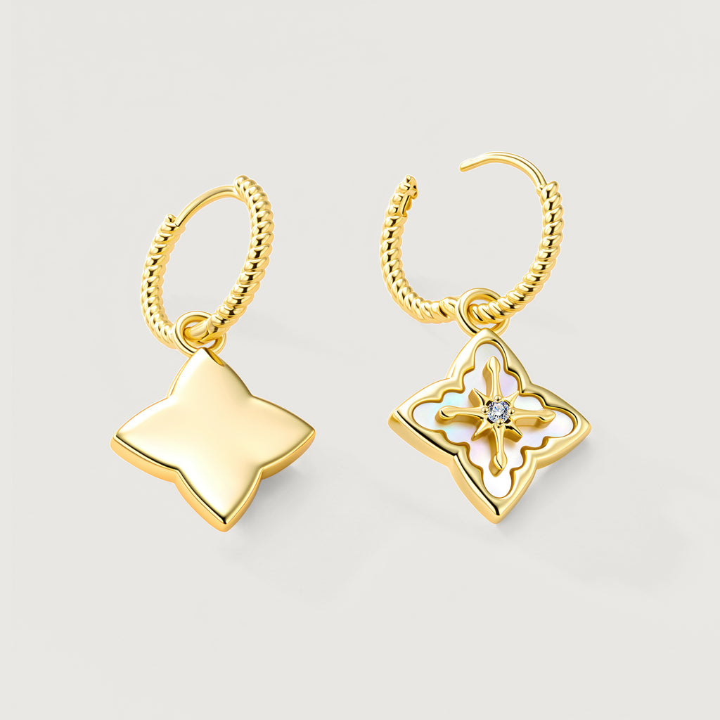 Shellstar Mother-of-Pearl Clover Star Drop Earrings