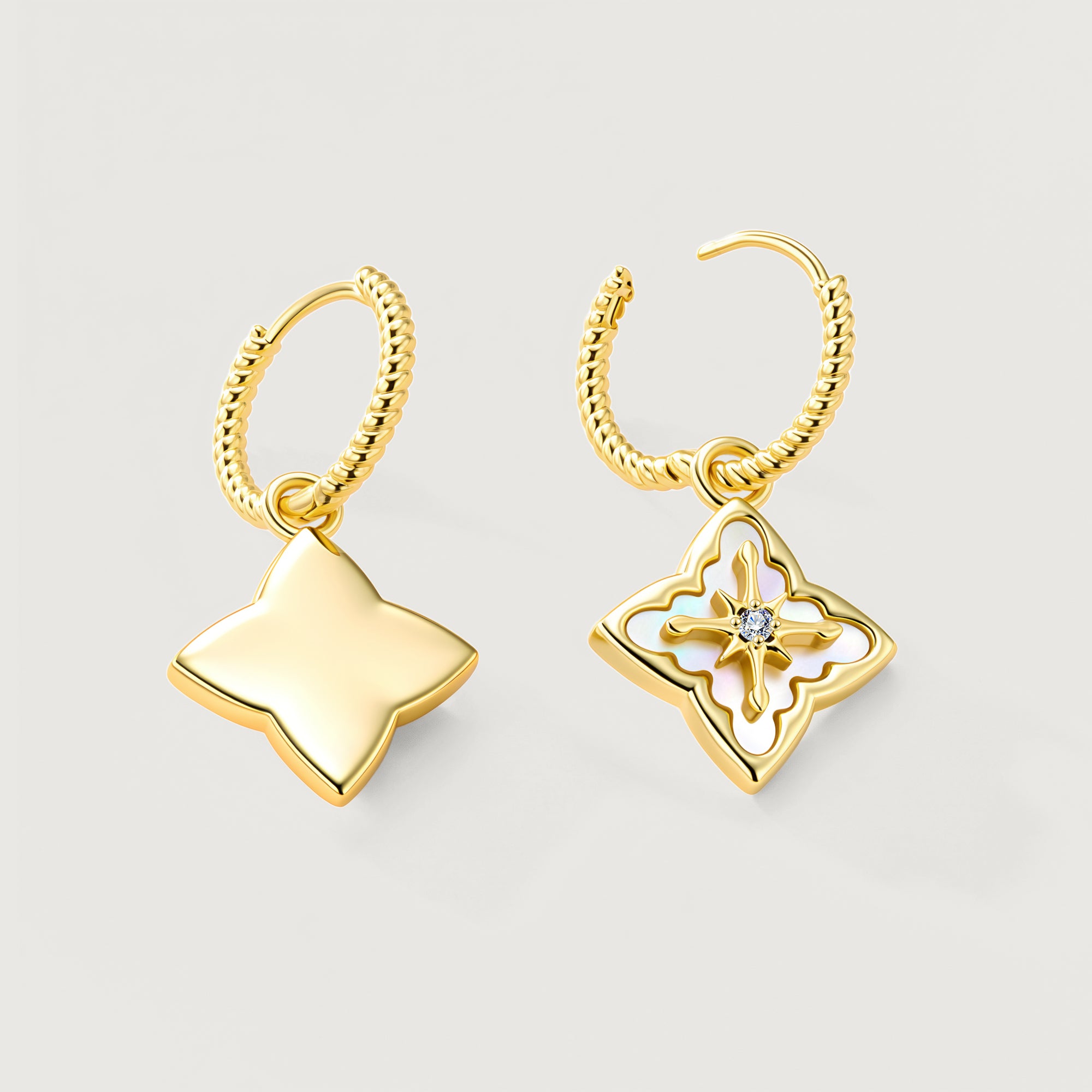 Shellstar Mother-of-Pearl Clover Star Drop Earrings