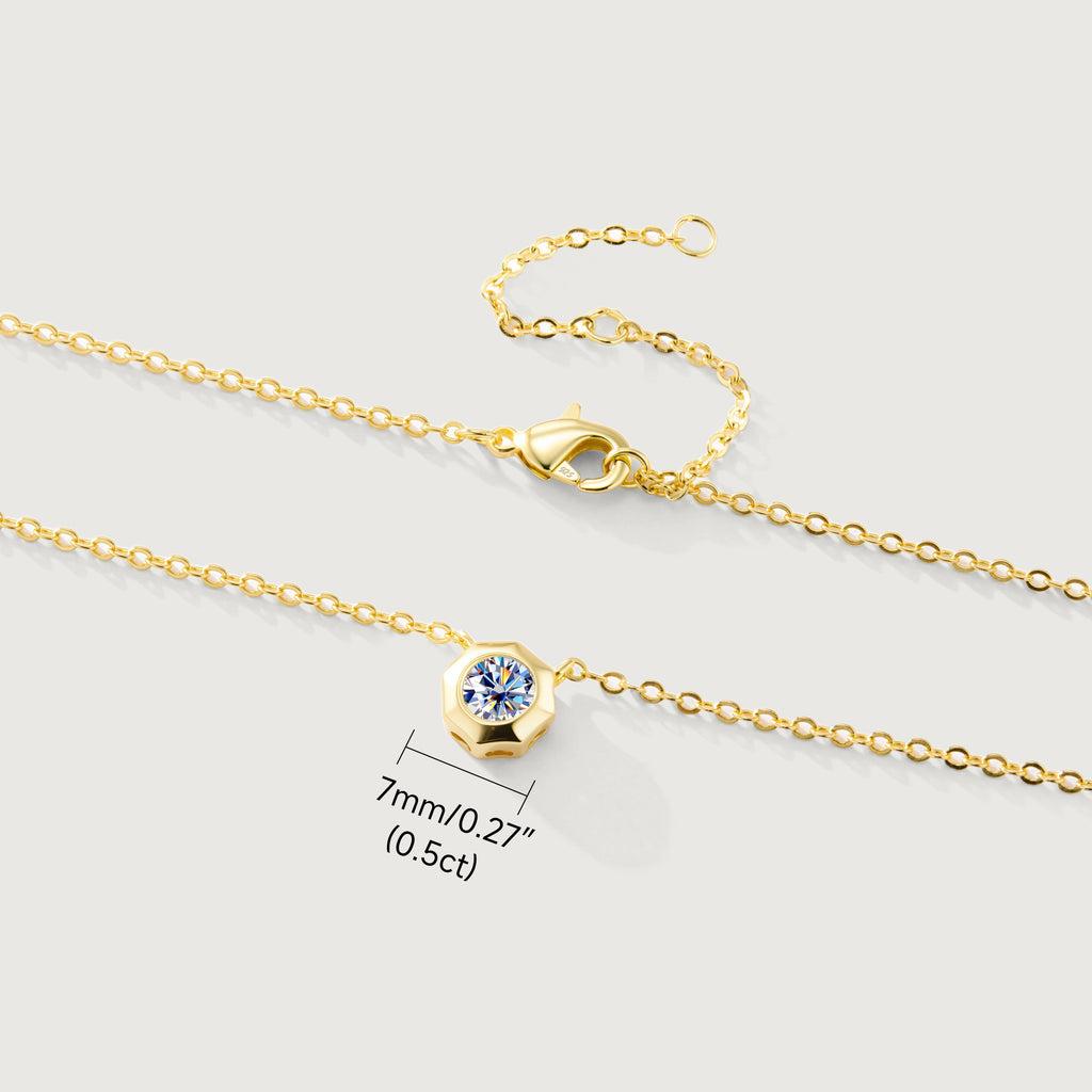 Necklace Still Light Sterling Silver Bezel Moissanite Choker Necklace