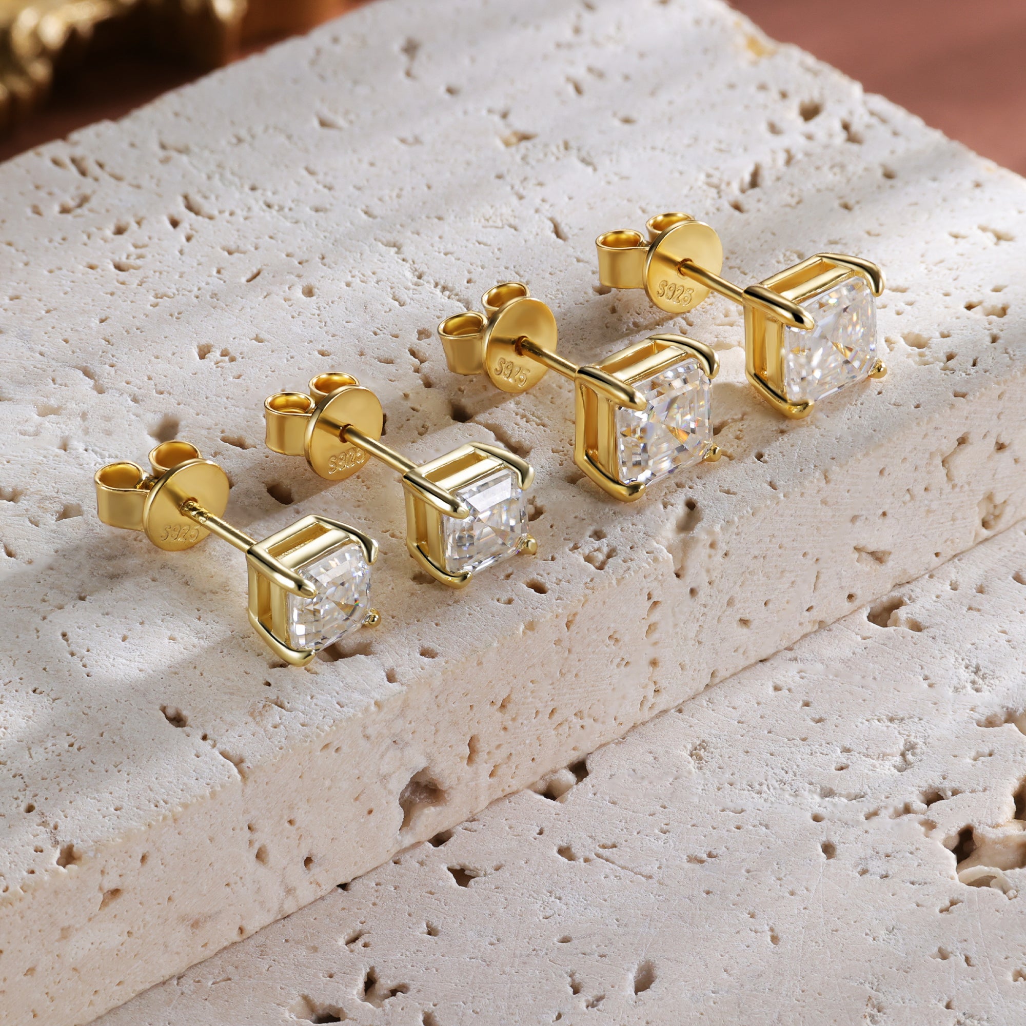 Asscher Cut Moissanite Stud Earrings