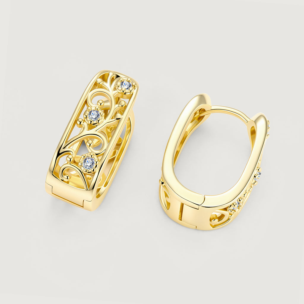 Linework U-Shaped Scroll Huggie Hoop Earrings