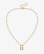 Paperclip Link Chain Padlock Necklace