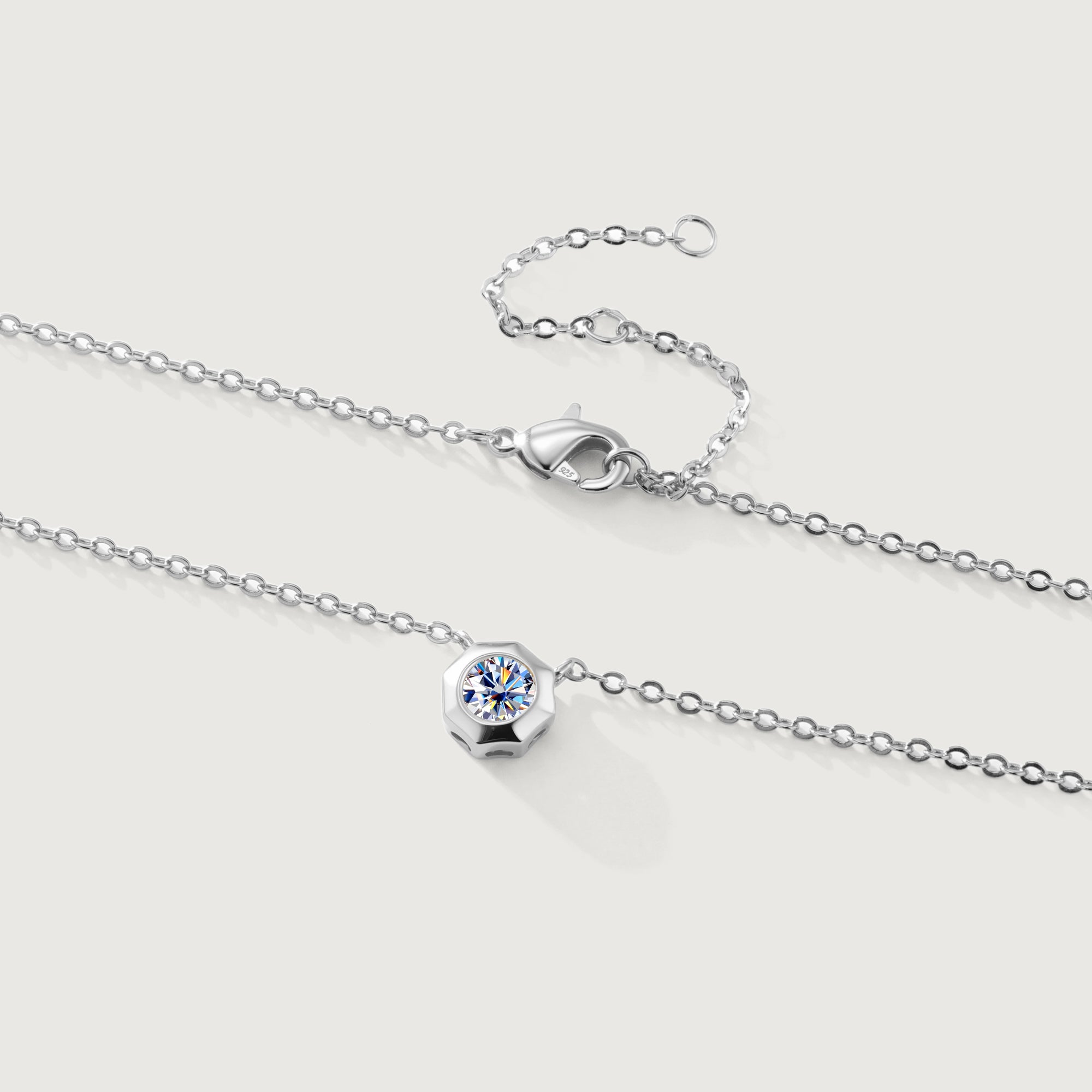 Still Light Sterling Silver Bezel Moissanite Choker Necklace