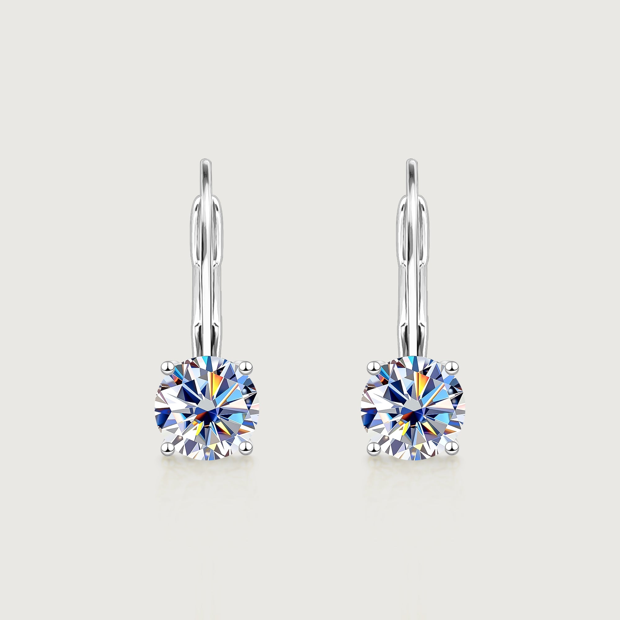 Solitaire Moissanite Leverback Drop Earrings
