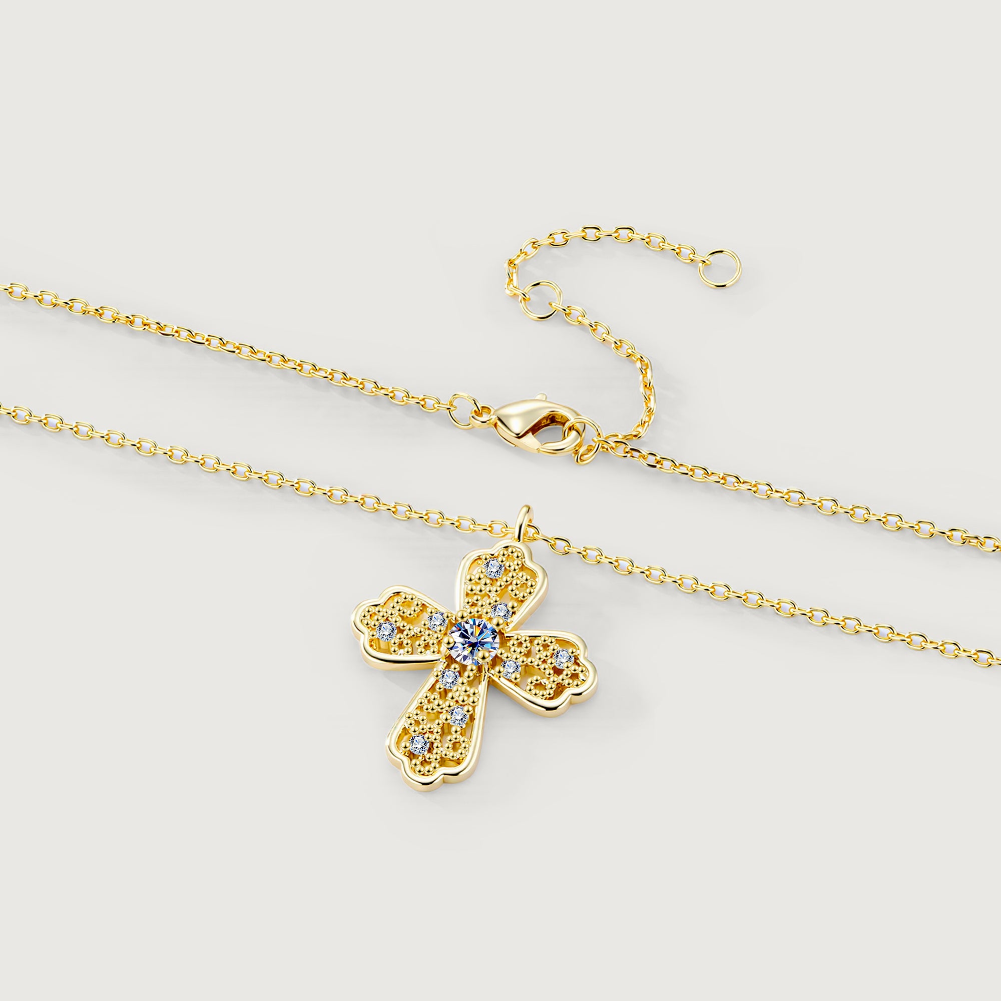Linework Filigree Cross Pendant Necklace
