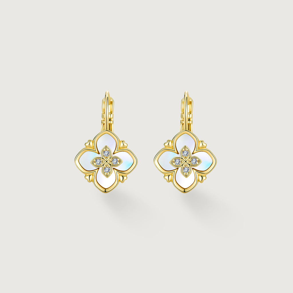 Shellstar Mother-of-Pearl Clover Star Drop Earrings