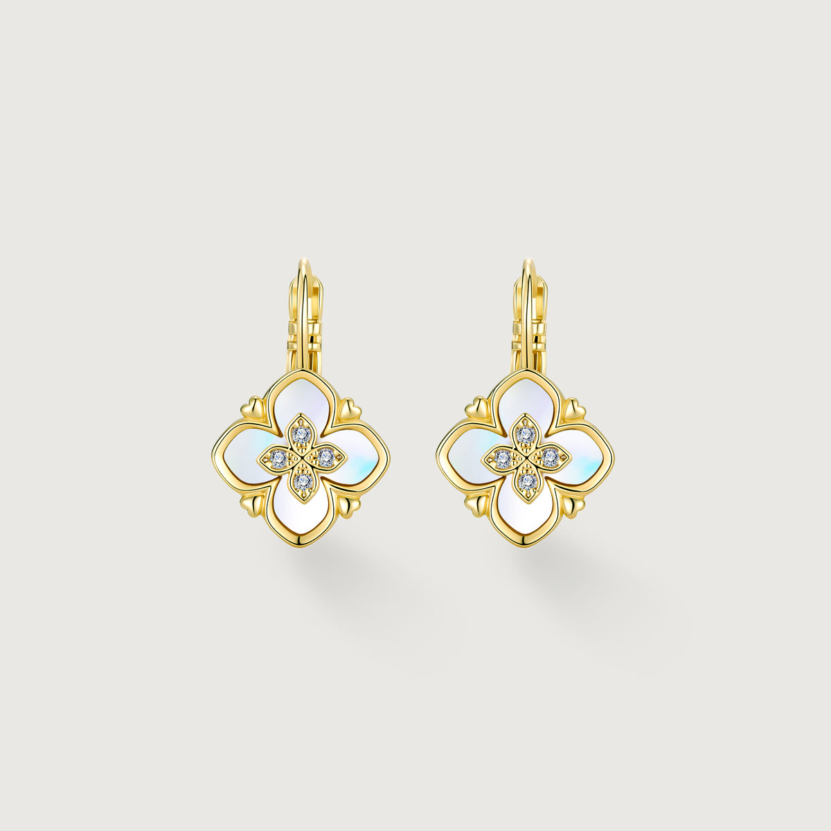Shellstar Mother-of-Pearl Clover Star Drop Earrings