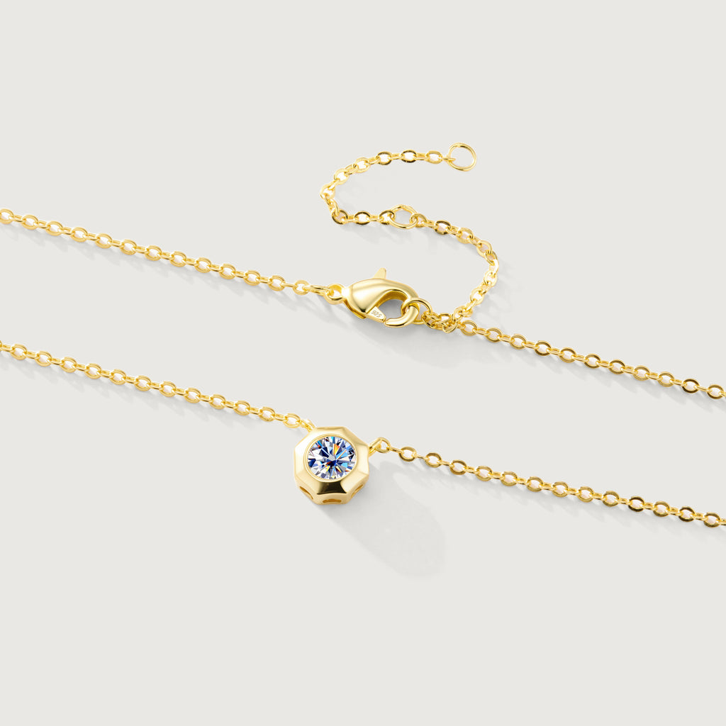 Still Light Sterling Silver Bezel Moissanite Choker Necklace