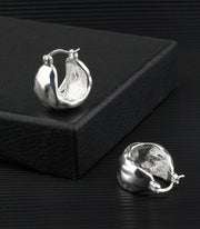 Alexcraft 925 Sterling Silver Earrings Hammered Chunky Hoop Earrings for Women 14k Gold Plated Hypoallergenic Texture Thick Huggie Earrings Wide Hoop Earrings