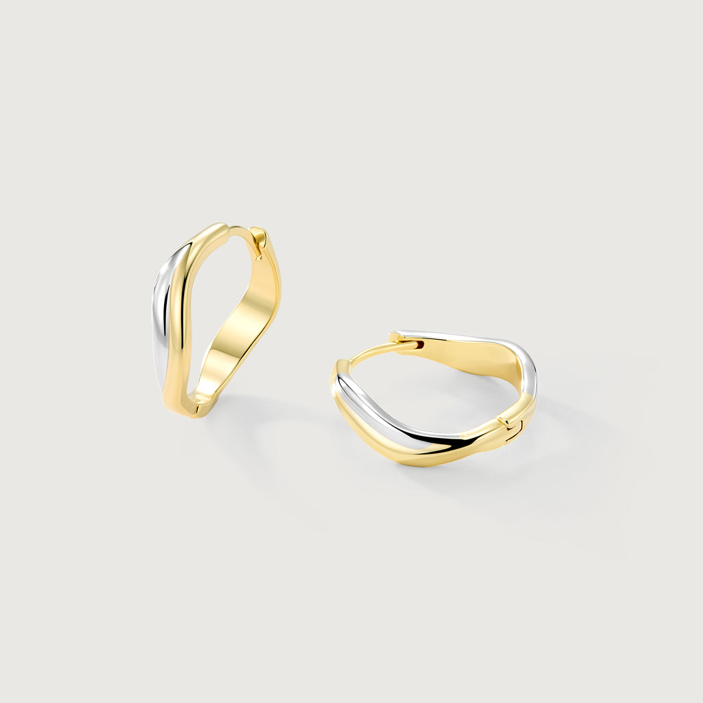 Flowline Two-Tone Fluid Hoop Earrings