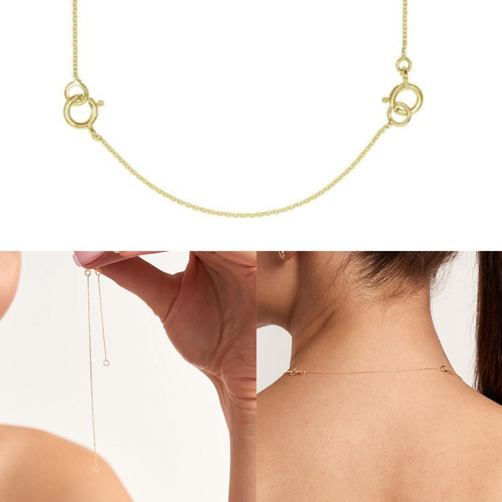 Gold Plated Flat Cross Chain Necklace Extender Set - 2, 4 & 6 Inch