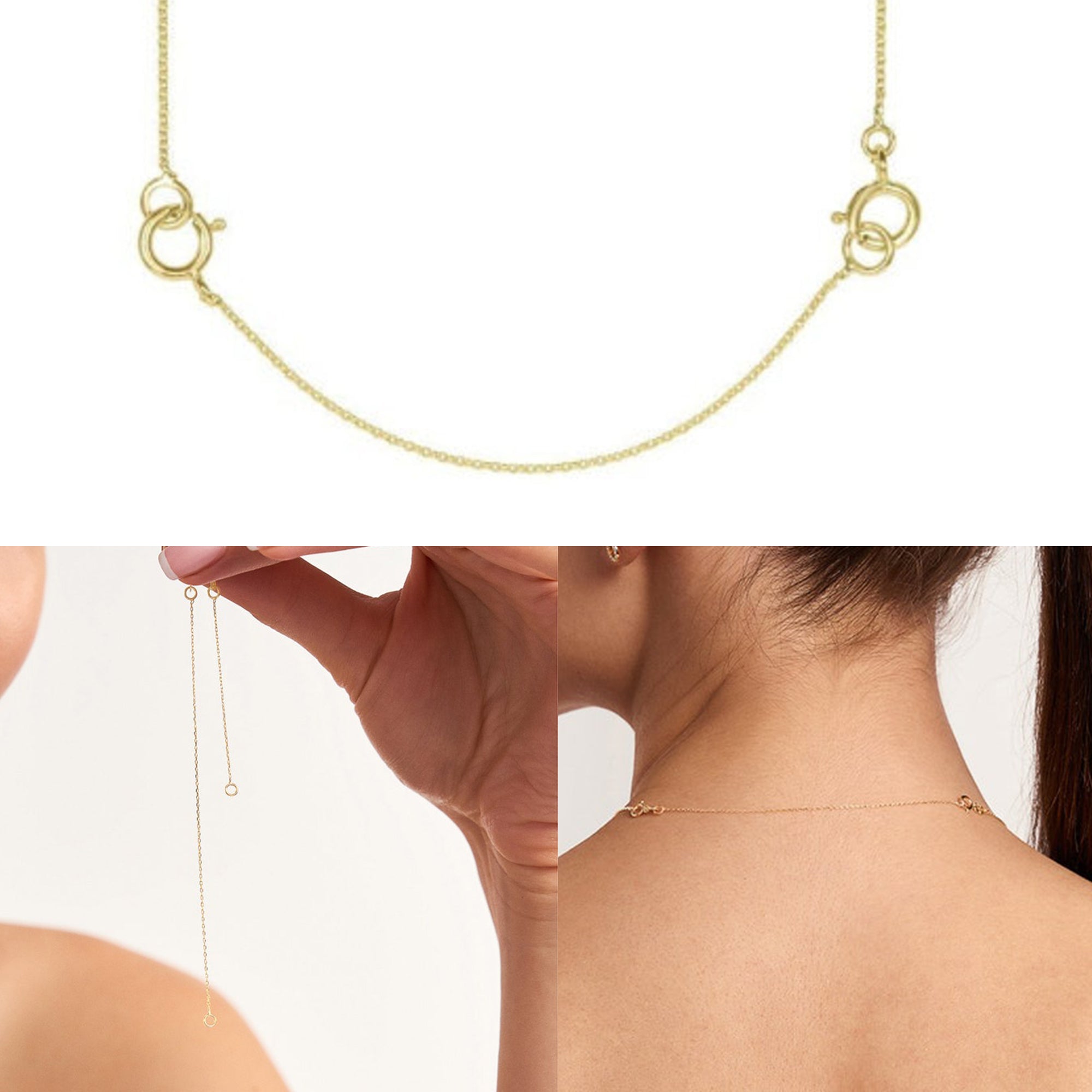Gold Plated Flat Cross Chain Necklace Extender Set - 2, 4 & 6 Inch