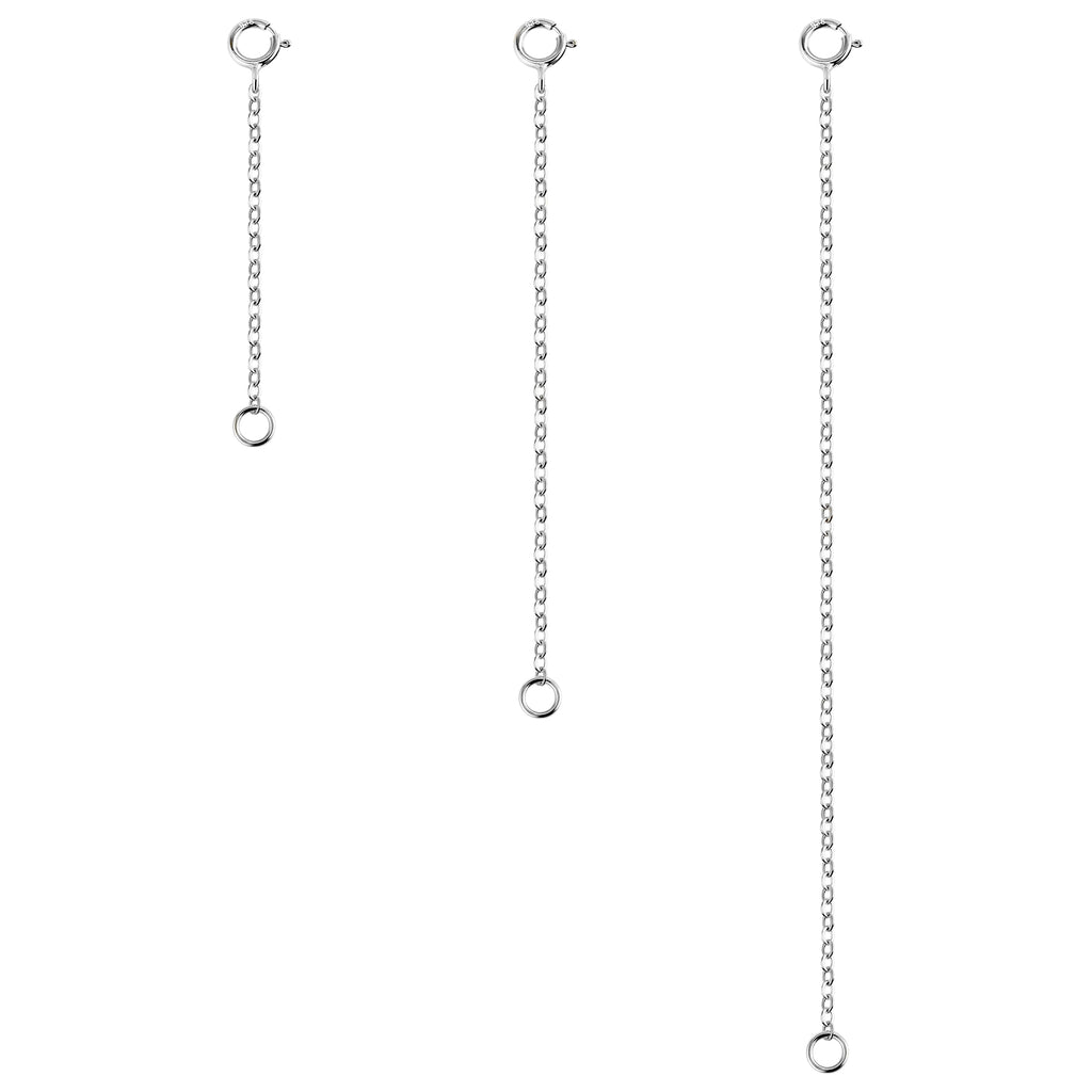 Silver Necklace Extender Chain Set - 2, 4 & 6 Inch