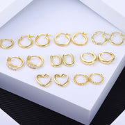 Alexcraft Small Hoop Earrings Set for Women, 14K Gold/Sliver Plated Chunky Huggie Hoop Earring Hypoallergenic Stackable Earrings for Woman Multiple Piercing Dainty Jewelry Gift