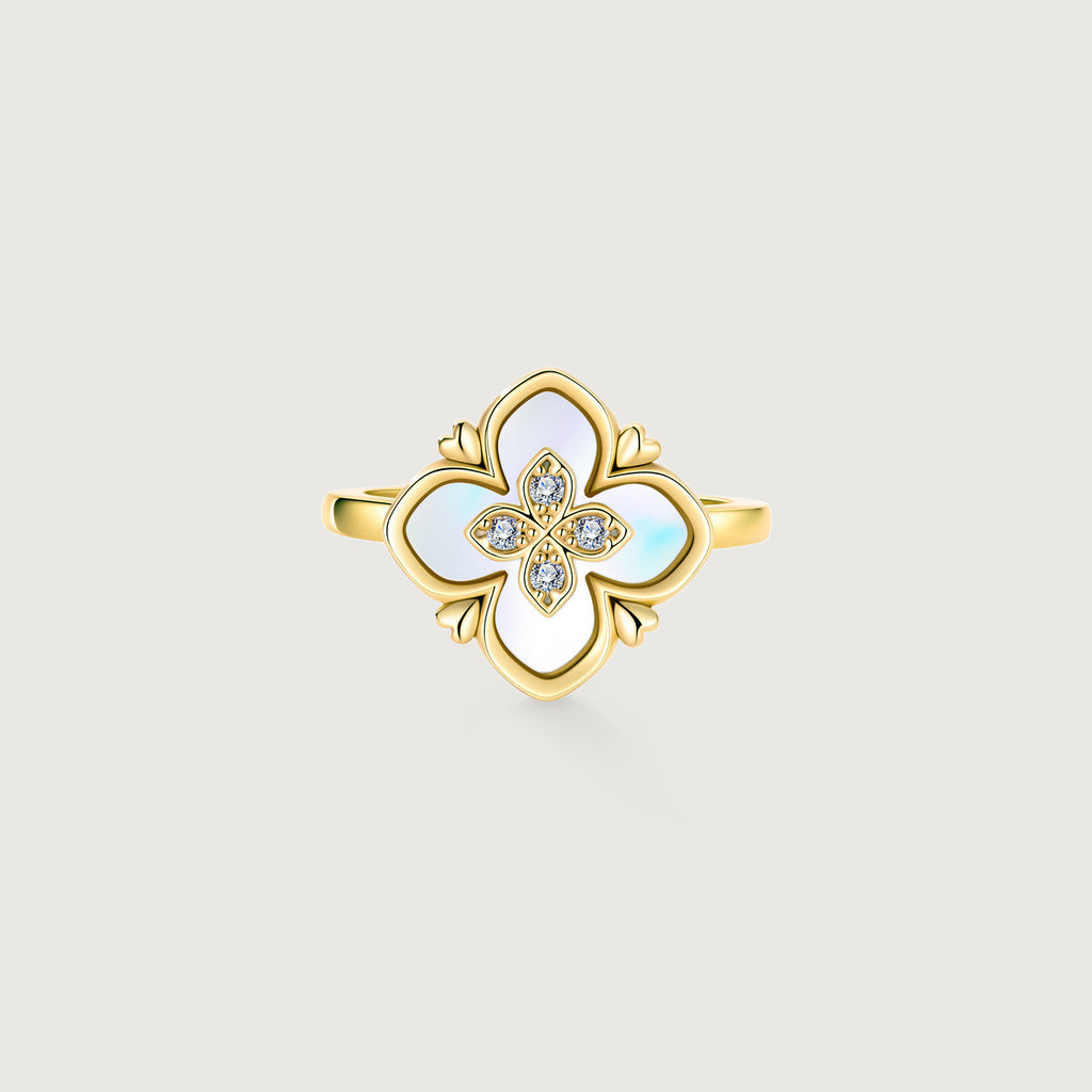 Shellstar Mother-of-Pearl Clover Star Ring