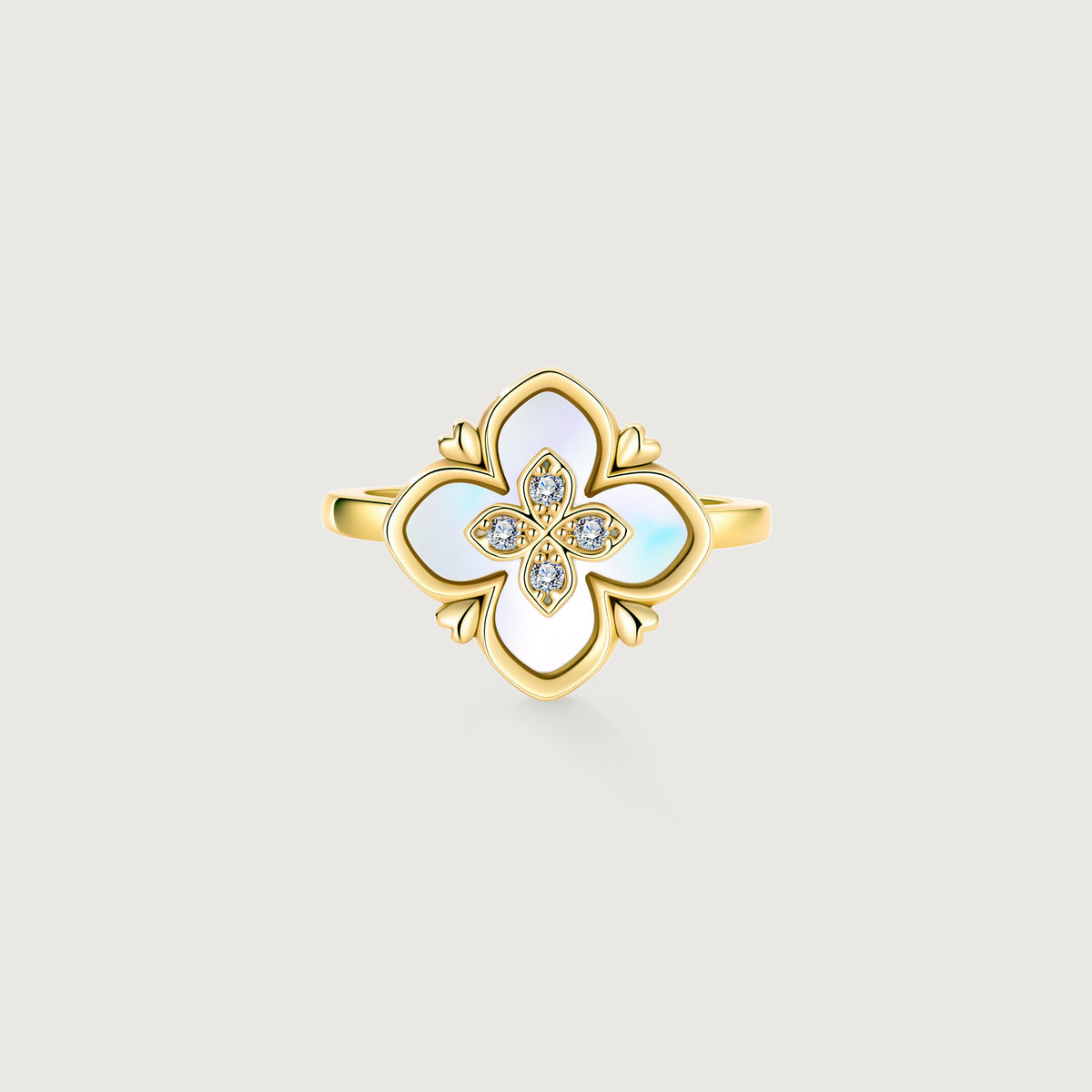Shellstar Mother-of-Pearl Clover Star Ring