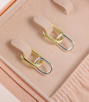 Two Tone Drop Link Hoop Earring