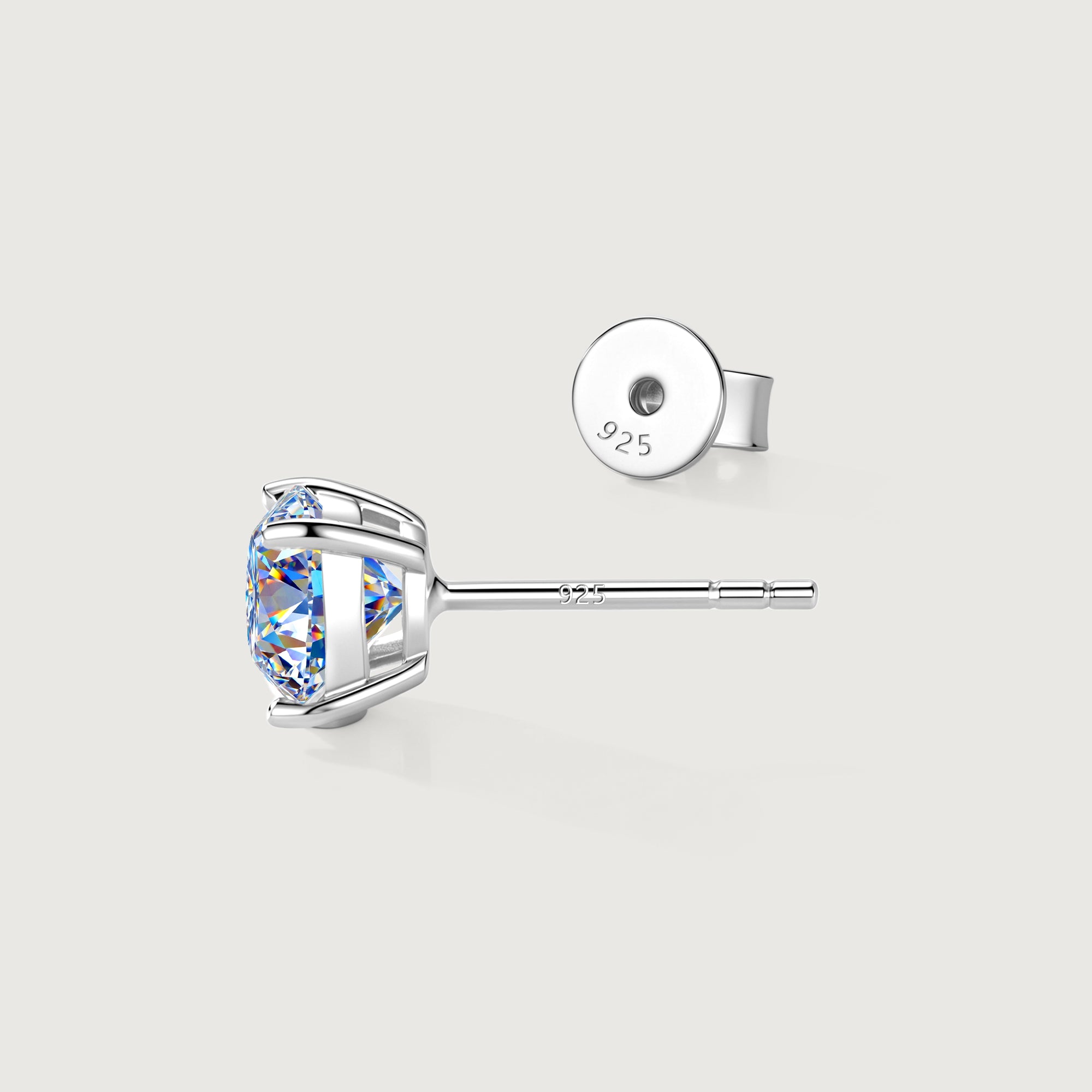 Moissanite Sterling Silver Stud Earrings