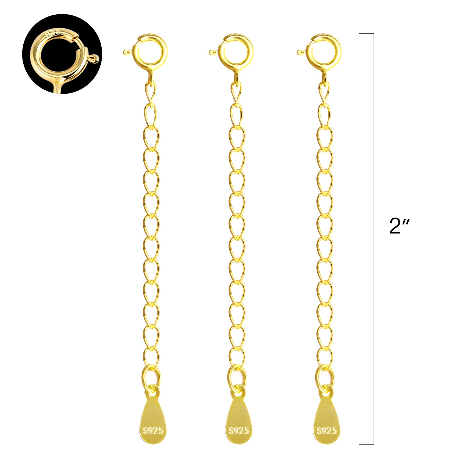 Teardrop Chain Necklace Extender Set - 2 Inch