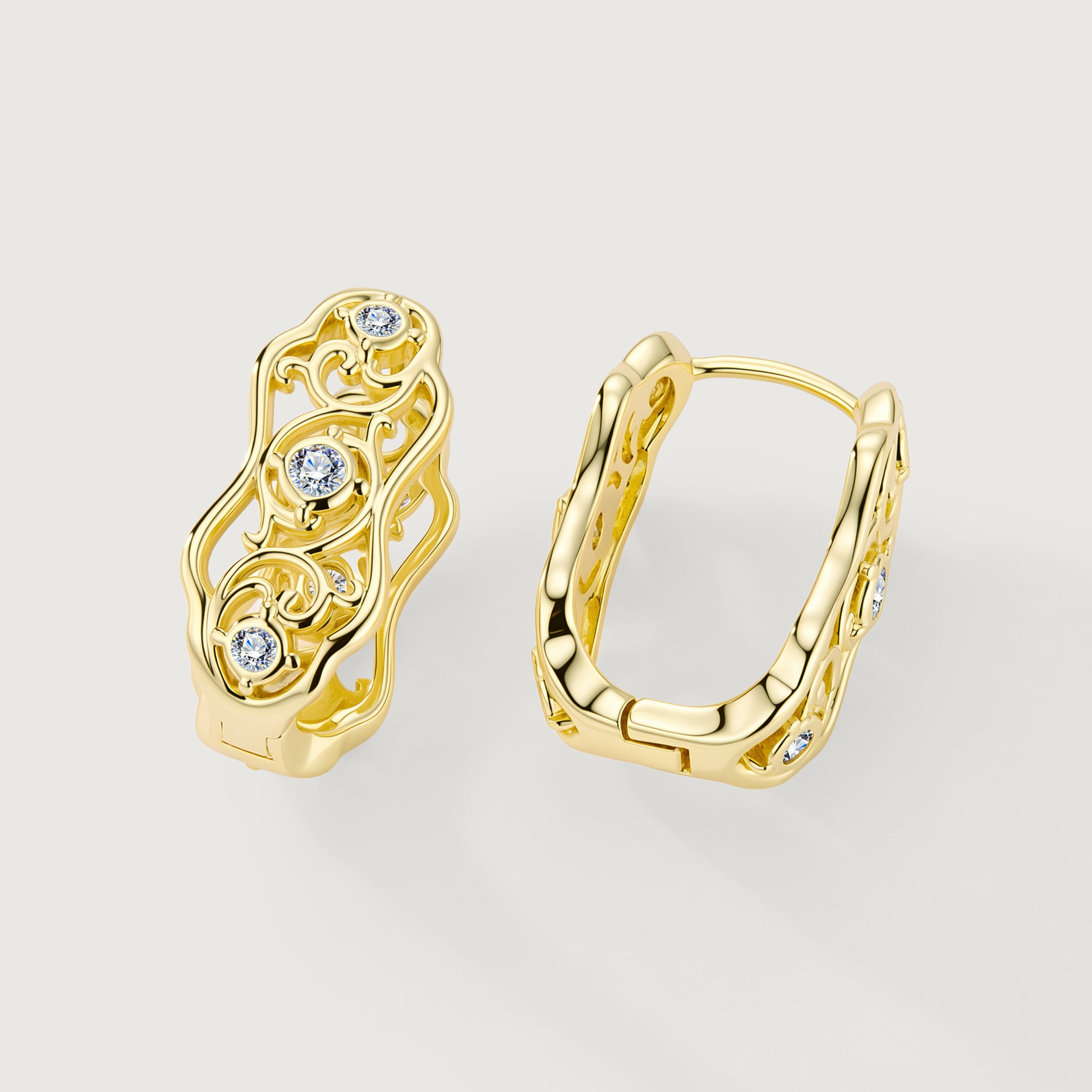 Linework Filigree Vine Hoop Earrings