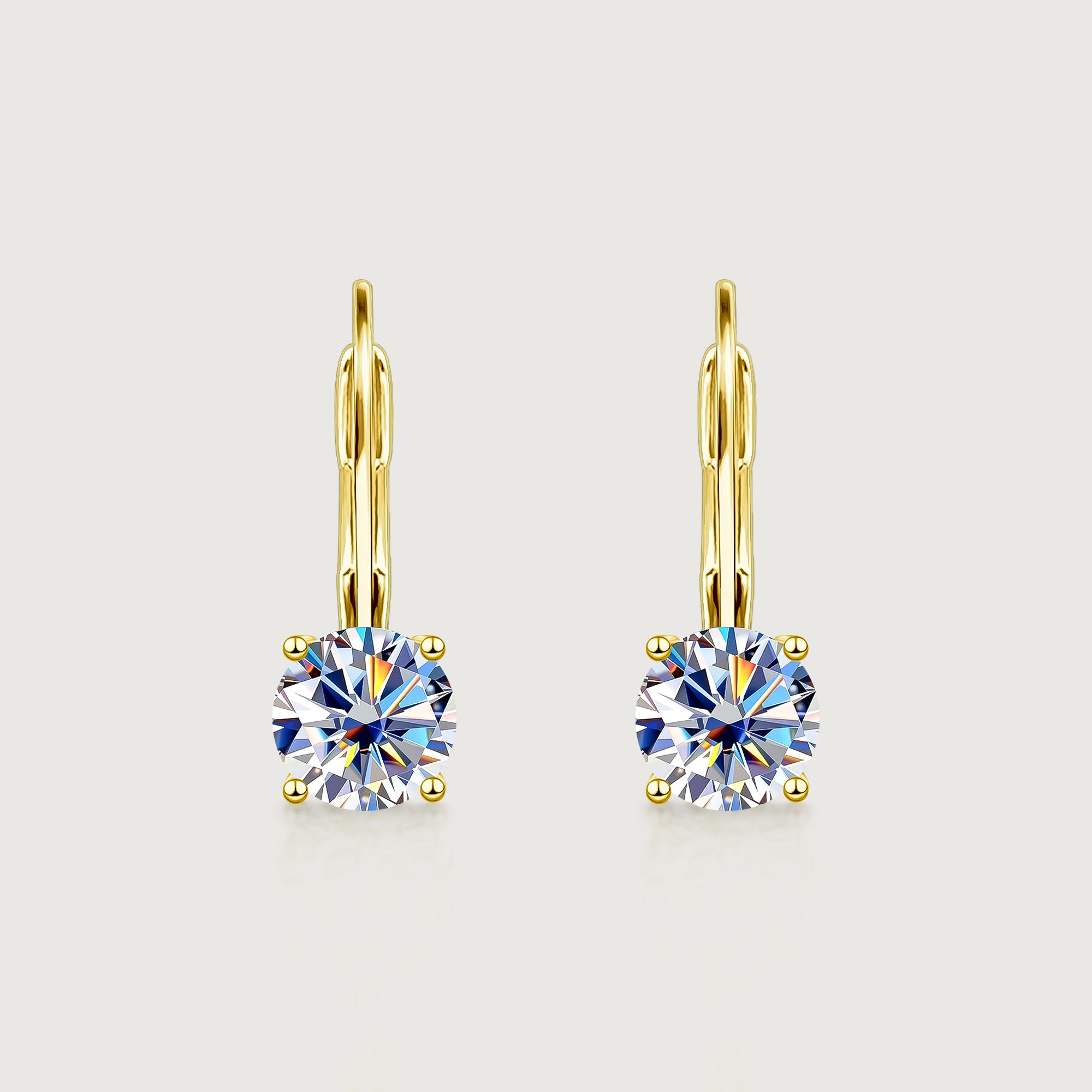 Solitaire Moissanite Leverback Drop Earrings