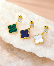 Four-Leaf Clover Charm Stud Earrings