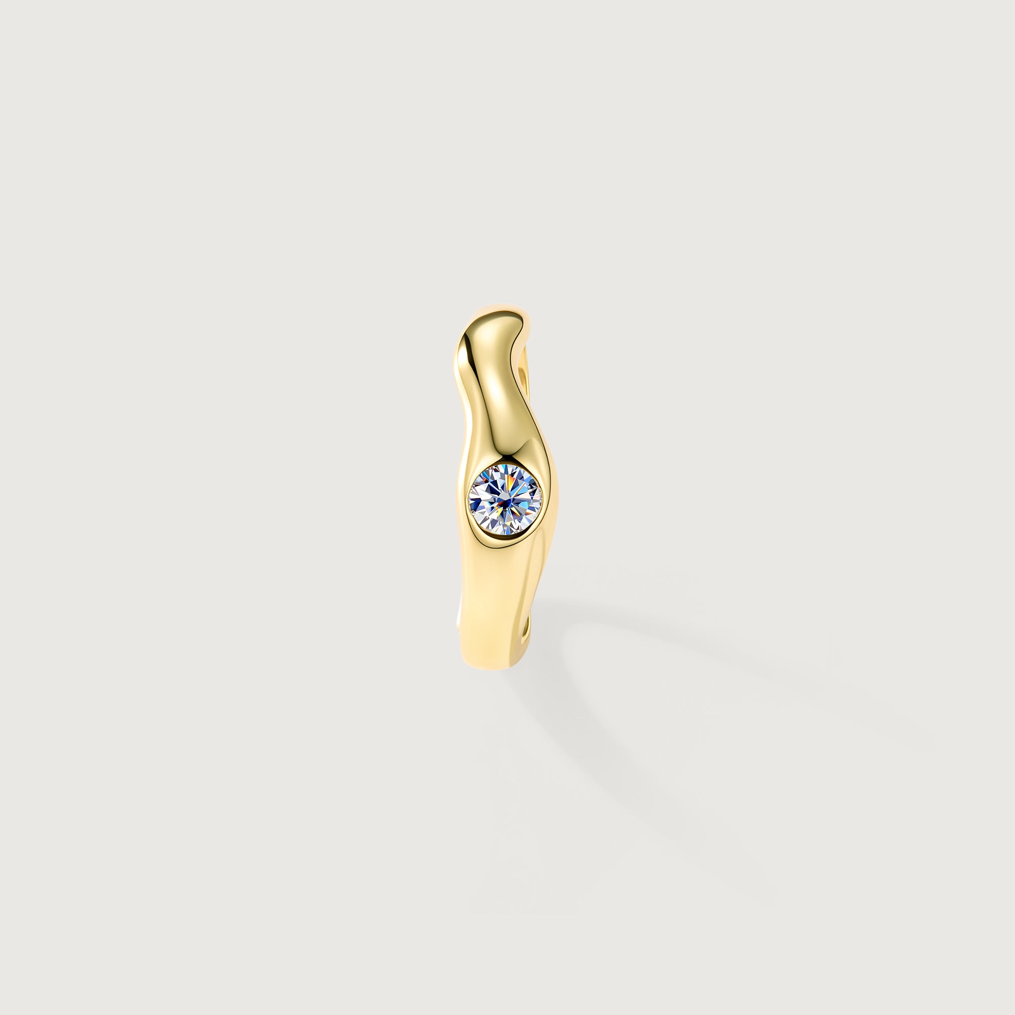 Flowline Bezel Moissanite Wave Stackable Band Ring