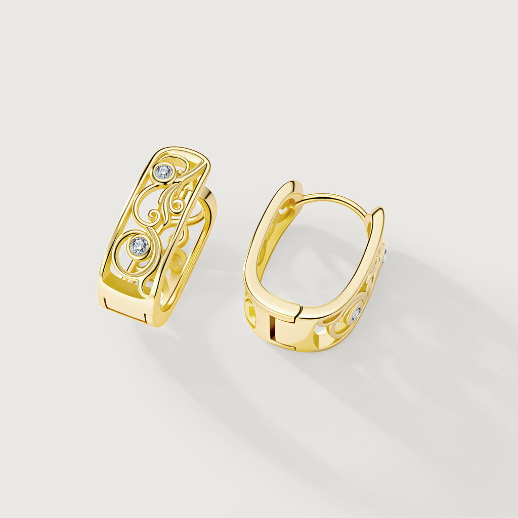 Linework Filigree Scroll Hoop Earrings