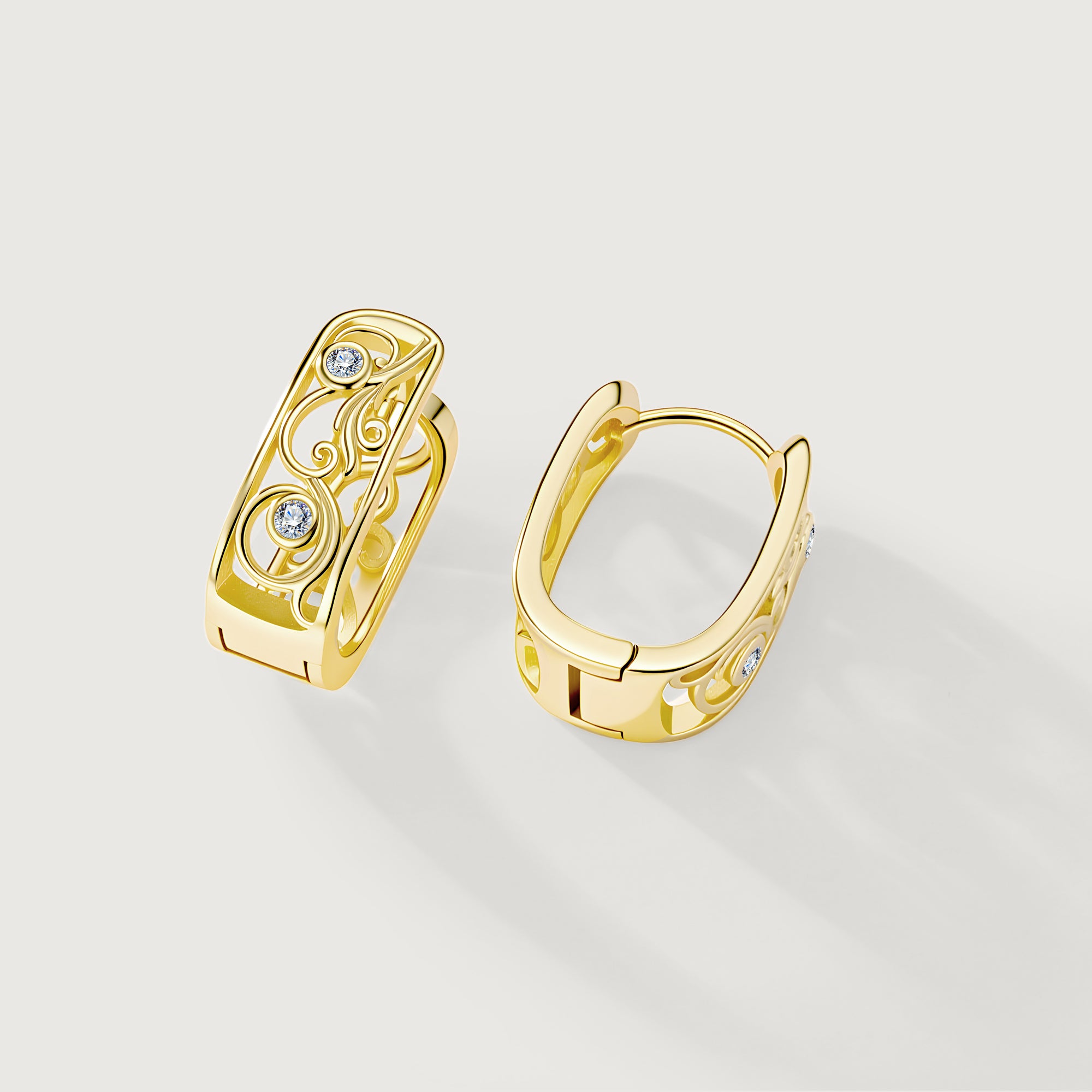 Linework Filigree Scroll Hoop Earrings