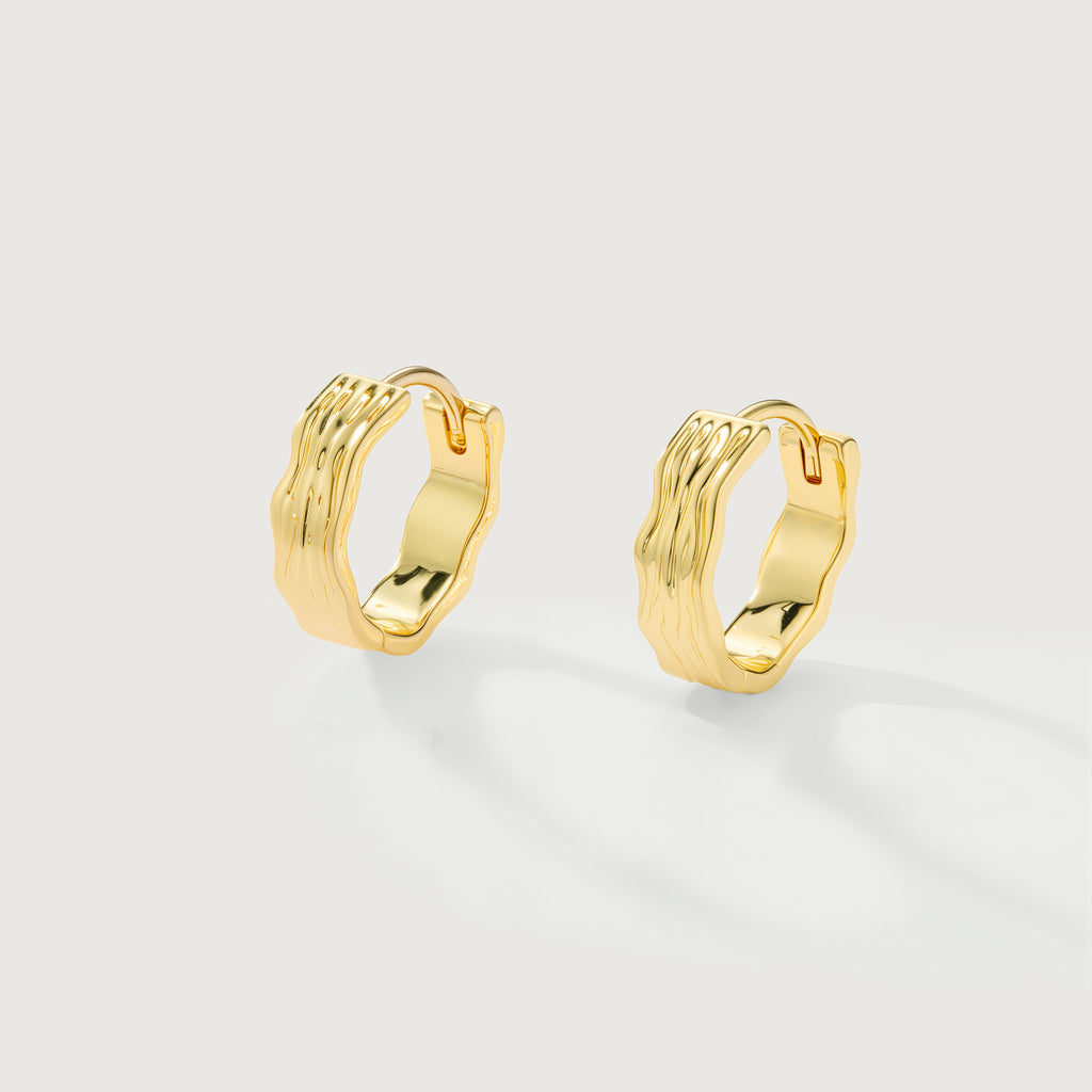 Flowline Textured Huggie Hoop Earrings