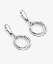 Double Circle Textured Drop Earrings