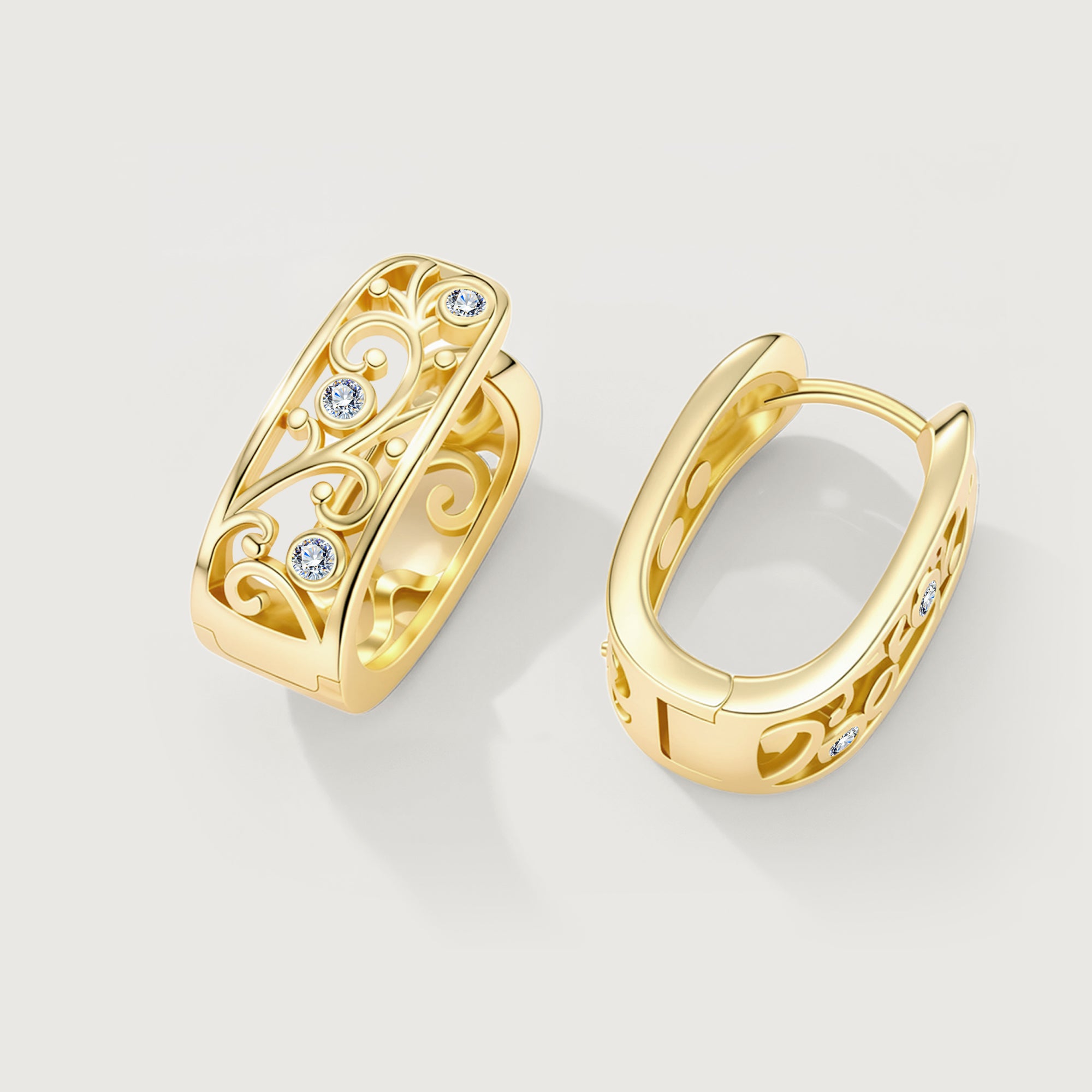 Linework U-Shaped Scroll Huggie Hoop Earrings