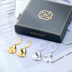 Set of hammered waterdrop earrings: gold and silver teardrop drops with lever hooks.