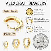Alexcraft 3 Pairs Hoop Earrings for Women Small 14K Gold and Silver Plated Huggie Earring Set Cute Mini Thin Hoops Multiple Piercings Earrings Sets for Women Trendy (6-8-10) mm