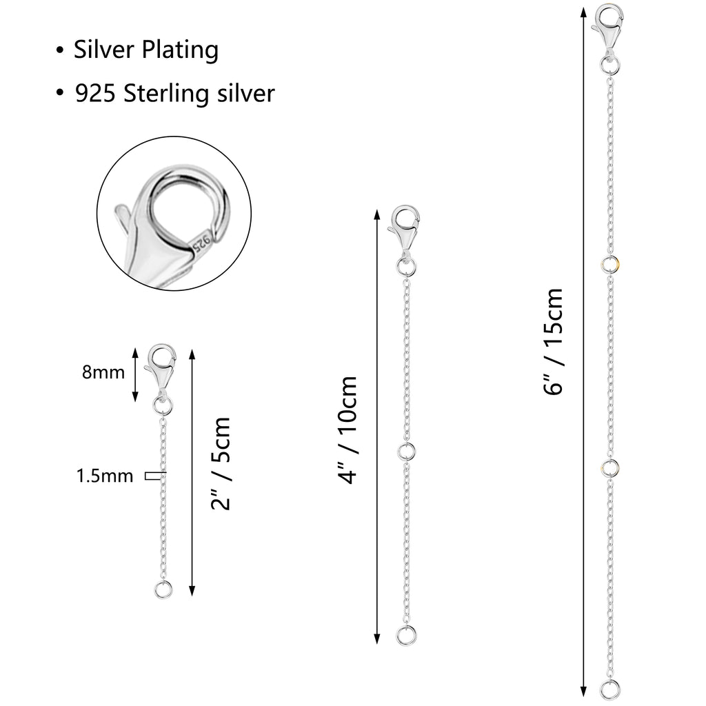 Flat Cross Chain Necklace Extender Set - 2, 4 & 6 Inch