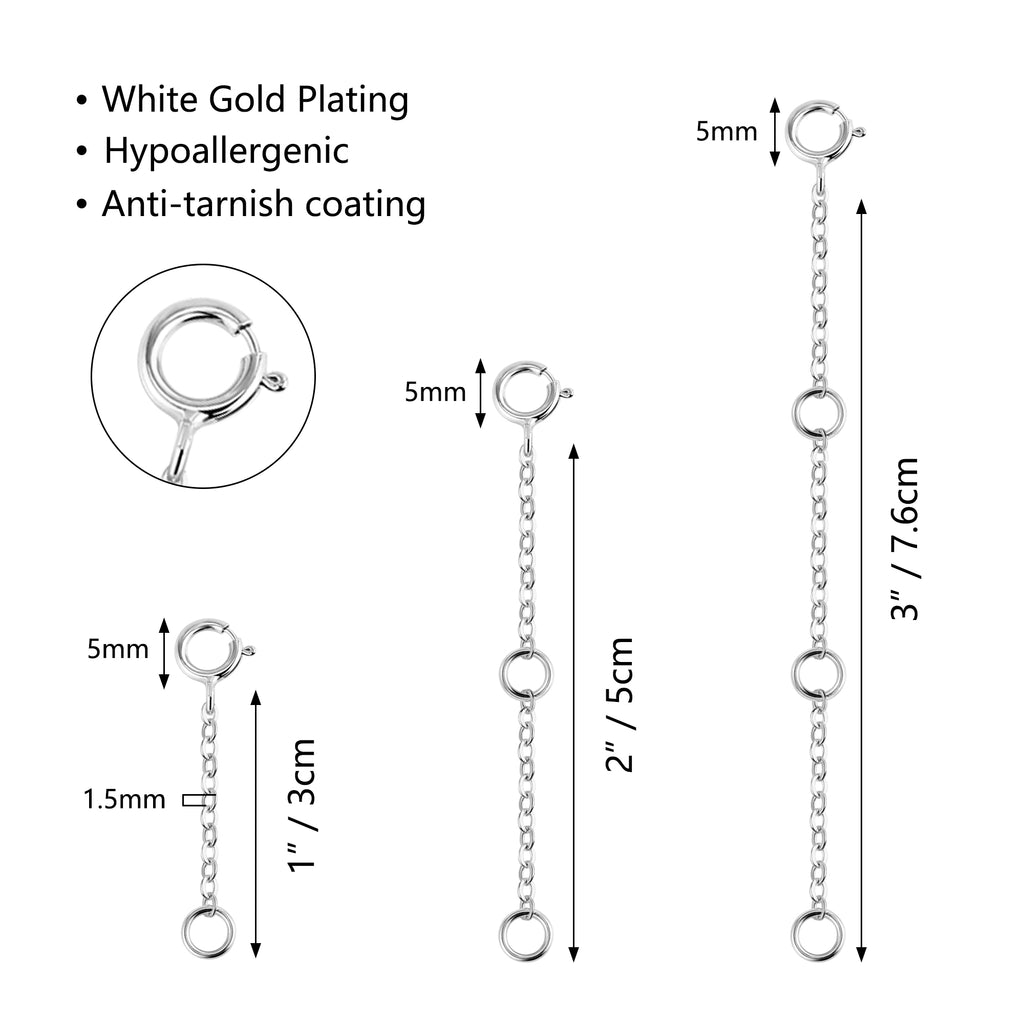 Flat Cross Chain Necklace Extender Set - 1, 2 & 3 Inch