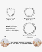 3 Pairs Small Huggie Hoop Earrings Set