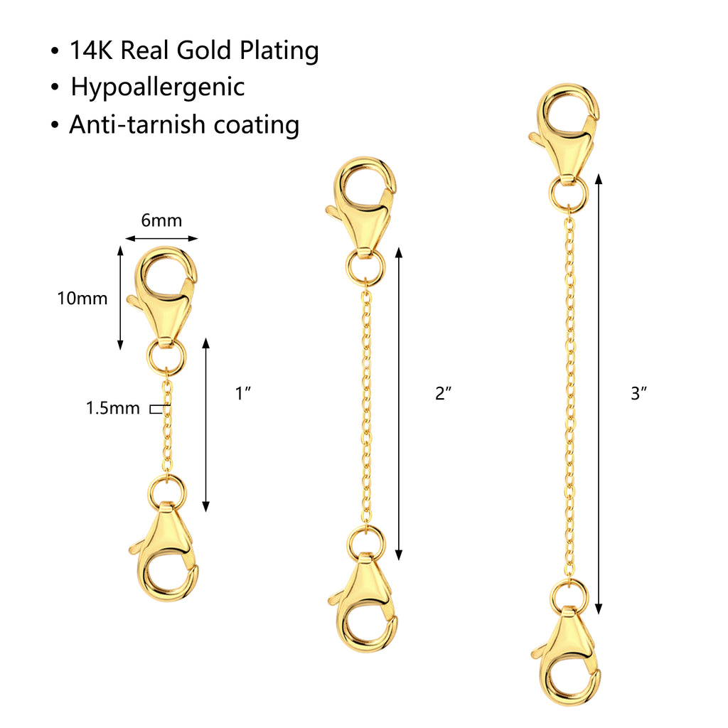 Flat Cross Chain Necklace Extender Set - 1, 2 & 3 Inch