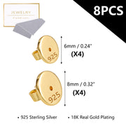 4 Pairs Earring Backs, 14K Gold Plated Earring Backs Replacement Hypoallergenic Secure Earring Backs for Droopy Ears Studs Earring