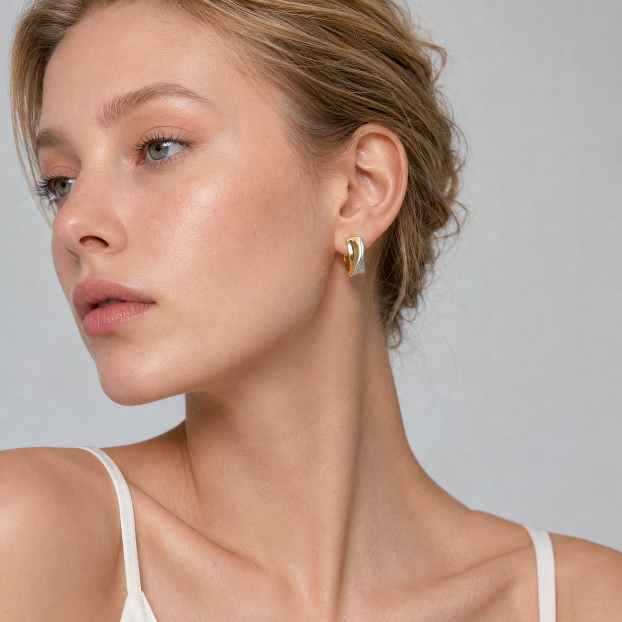 Flowline Two-Tone Sculpted Hoop Earrings
