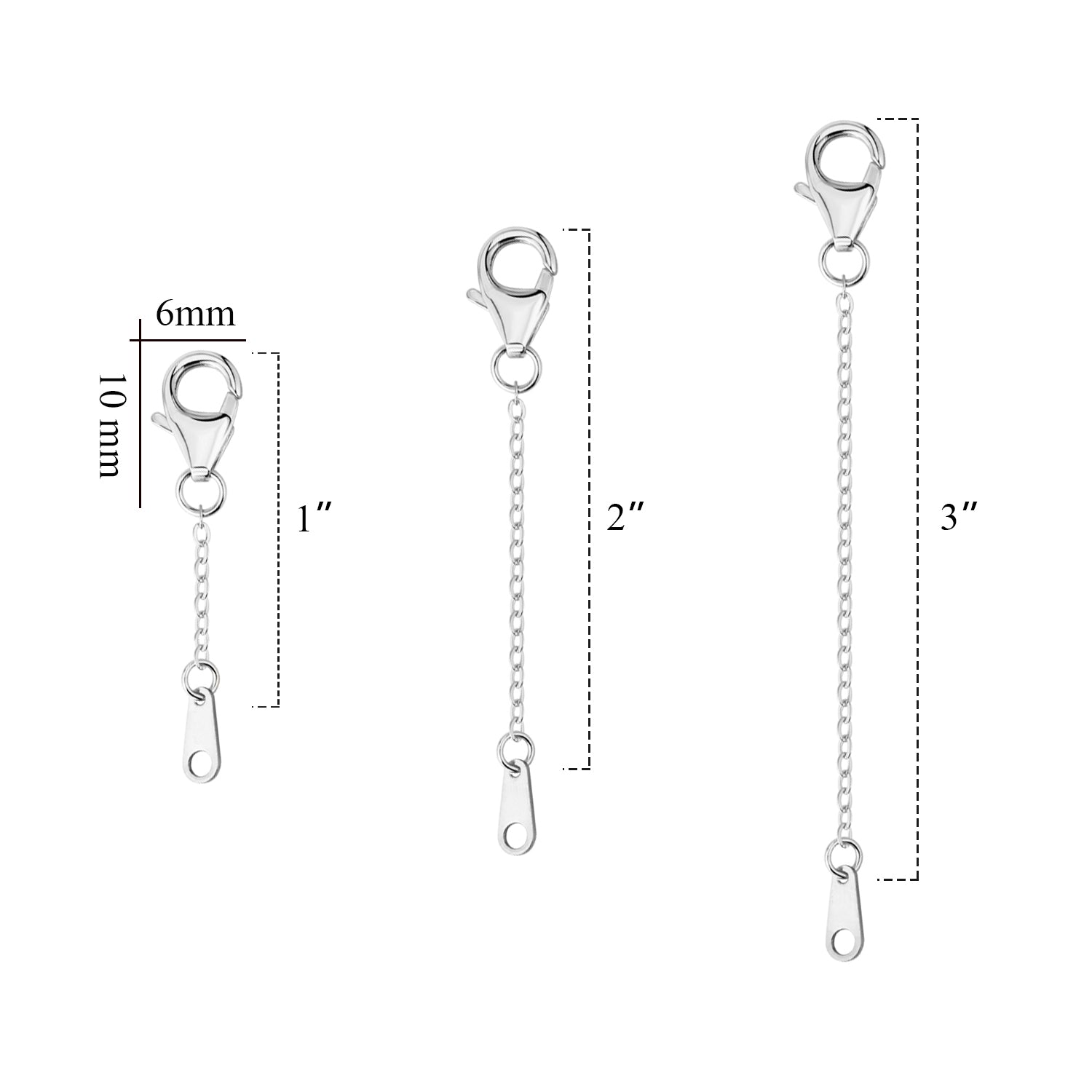 Flat Cross Chain Necklace Extender Set - 1, 2 & 3 Inch