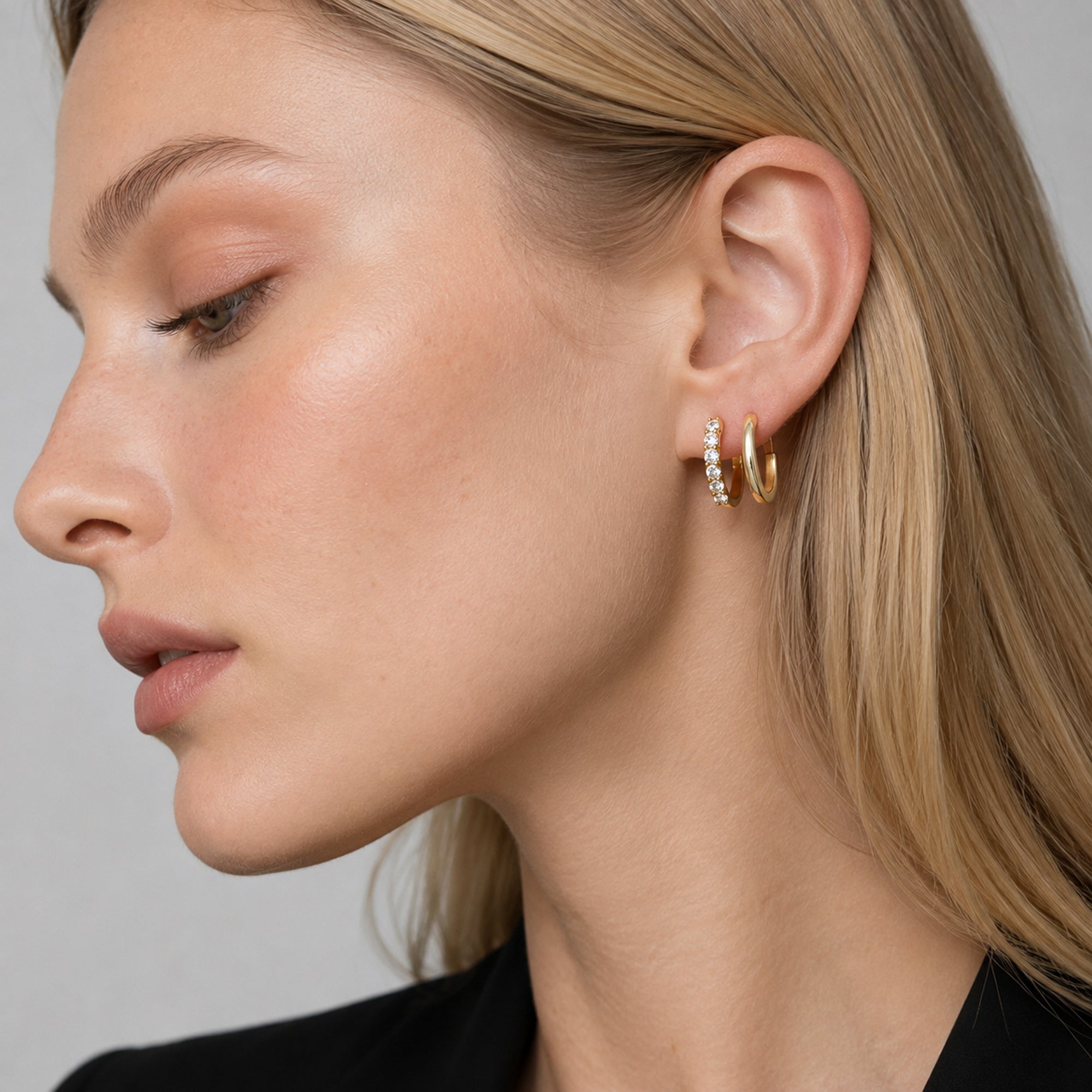 5-Stone Moissanite Huggie Hoop Earrings