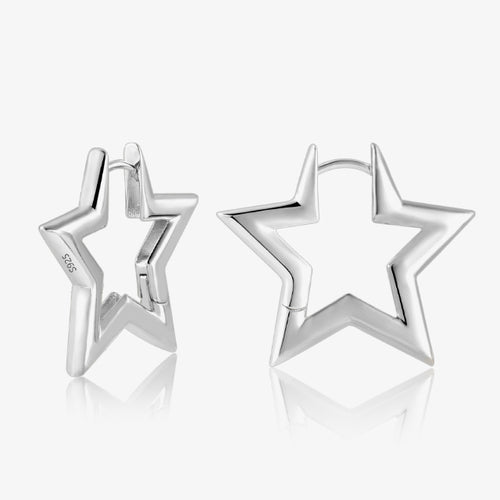 Bright Pentagram Hoop Earrings