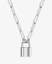 Paperclip Link Chain Padlock Necklace